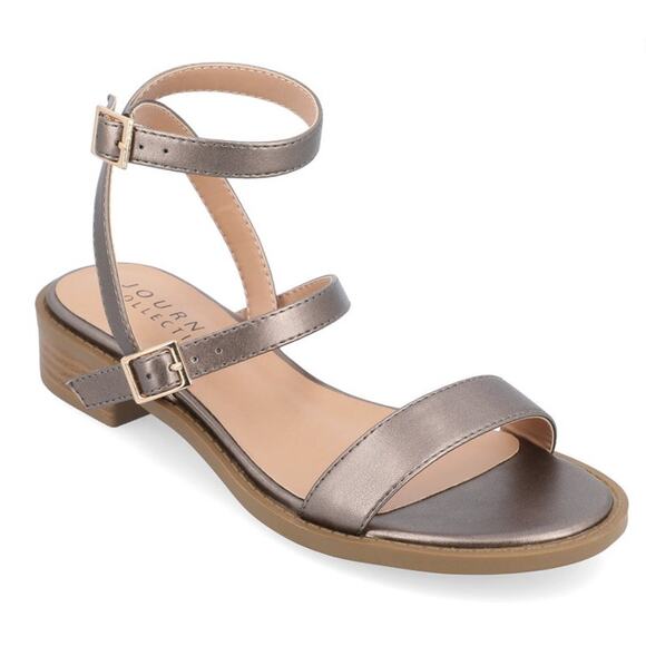 JOURNEE COLLECTION Women's NEW Pewter Ankle-Strap Gigie Sandals | Size 12 - Picture 1 of 5